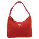 PRADA Hand Pouch Nylon Red Silver Auth 184627A-2