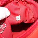 PRADA Hand Pouch Nylon Red Silver Auth 184627A-21