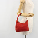 PRADA Hand Pouch Nylon Red Silver Auth 184627A-22