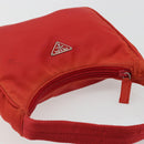 PRADA Hand Pouch Nylon Red Silver Auth 184627A-6