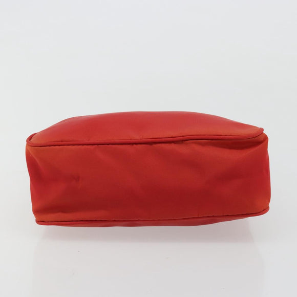 PRADA Hand Pouch Nylon Red Silver Auth 184627A