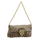GUCCI GG Crystal Histeria Bag Coated Canvas Beige Gold 208710 Auth 184629-1