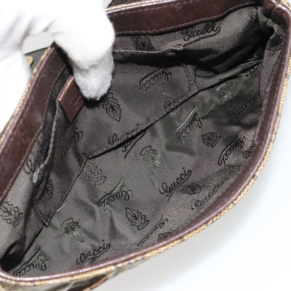 GUCCI GG Crystal Histeria Bag Coated Canvas Beige Gold 208710 Auth 184629