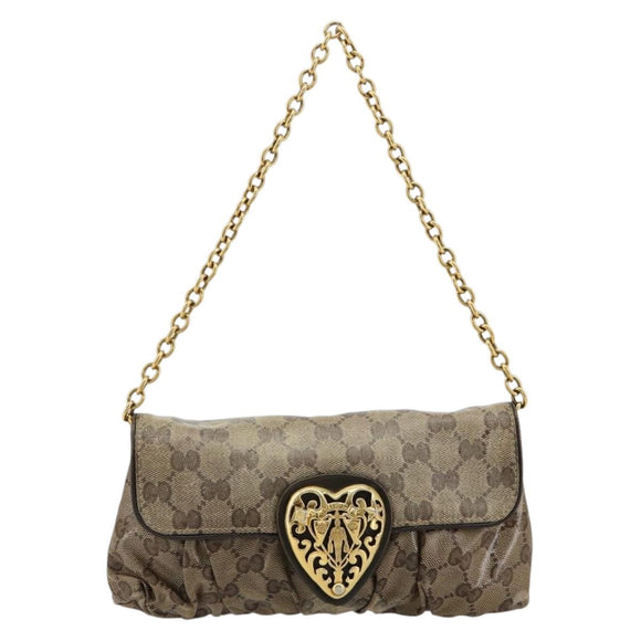 GUCCI GG Crystal Histeria Bag Coated Canvas Beige Gold 208710 Auth 184629