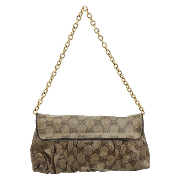 GUCCI GG Crystal Histeria Bag Coated Canvas Beige Gold 208710 Auth 184629