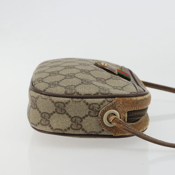 GUCCI GG Supreme Web Sherry Line Bag PVC Beige Red 007 58 6112 9411 Auth 184630