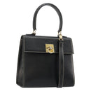 CELINE Hand Bag Leather 2way Black Gold Auth 184631A-1