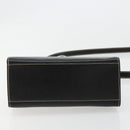 CELINE Hand Bag Leather 2way Black Gold Auth 184631A-11