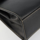CELINE Hand Bag Leather 2way Black Gold Auth 184631A-13