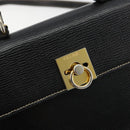 CELINE Hand Bag Leather 2way Black Gold Auth 184631A-16