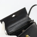 CELINE Hand Bag Leather 2way Black Gold Auth 184631A-17