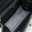 CELINE Hand Bag Leather 2way Black Gold Auth 184631A-19