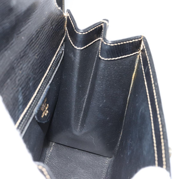 CELINE Hand Bag Leather 2way Black Gold Auth 184631A