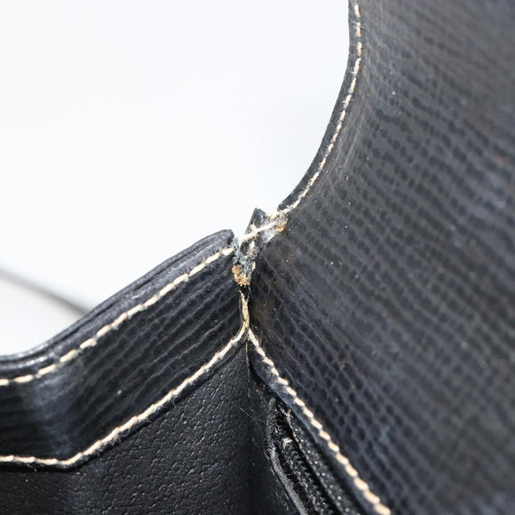 CELINE Hand Bag Leather 2way Black Gold Auth 184631A