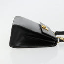 CELINE Hand Bag Leather 2way Black Gold Auth 184631A-4