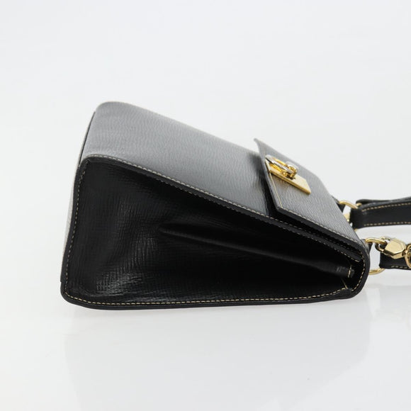 CELINE Hand Bag Leather 2way Black Gold Auth 184631A