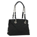 PRADA Chain Shoulder Bag Nylon Black Silver Auth 184635V-1