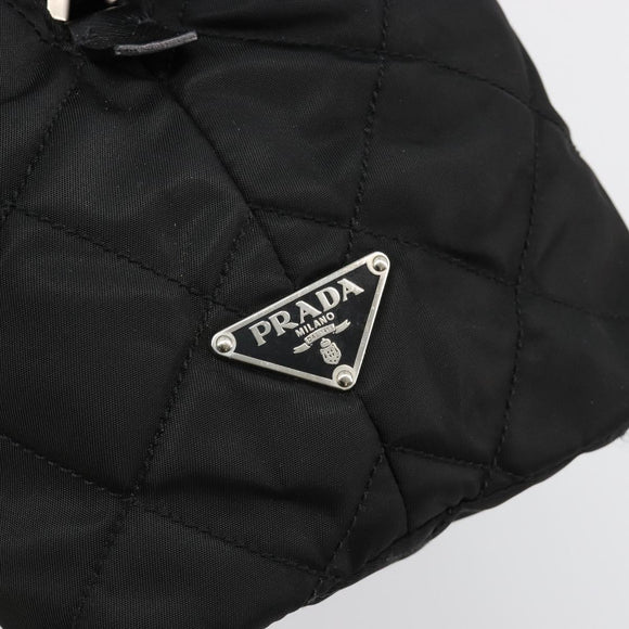 PRADA Chain Shoulder Bag Nylon Black Silver Auth 184635V