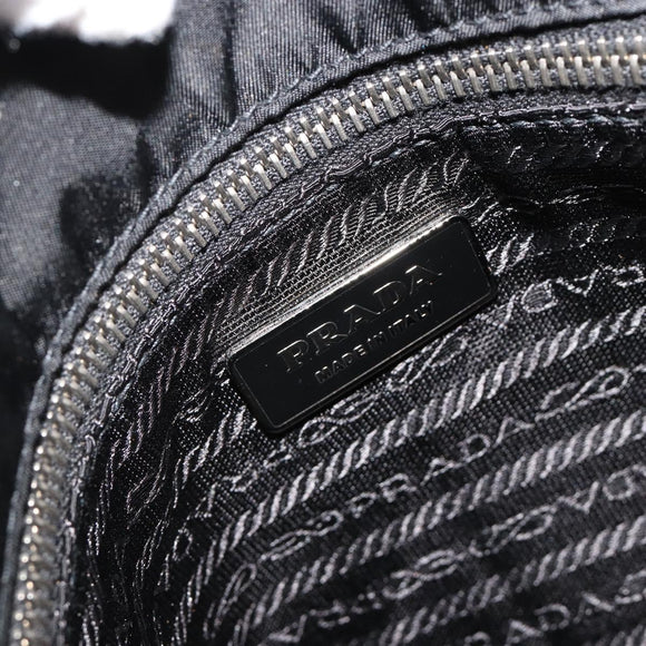PRADA Chain Shoulder Bag Nylon Black Silver Auth 184635V