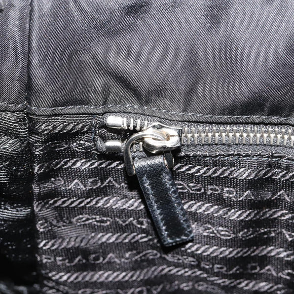 PRADA Chain Shoulder Bag Nylon Black Silver Auth 184635V
