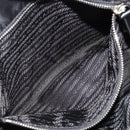 PRADA Chain Shoulder Bag Nylon Black Silver Auth 184635V-20