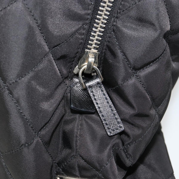 PRADA Chain Shoulder Bag Nylon Black Silver Auth 184635V