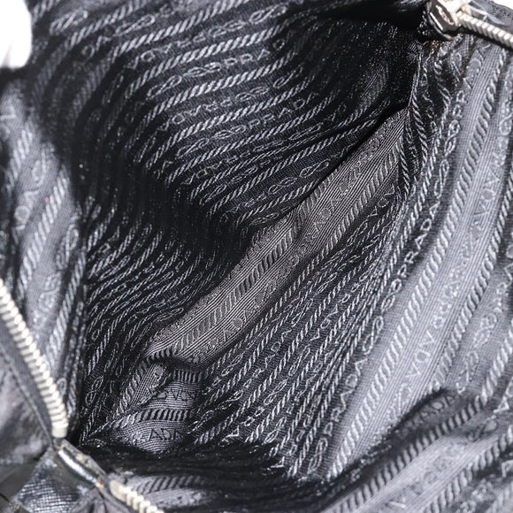 PRADA Chain Shoulder Bag Nylon Black Silver Auth 184635V