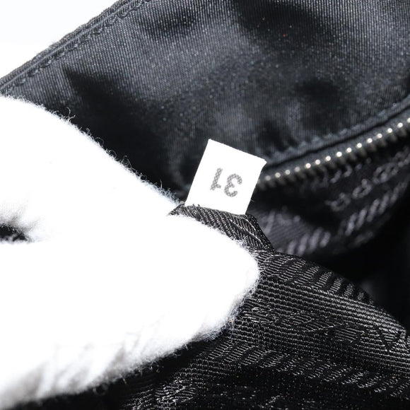 PRADA Chain Shoulder Bag Nylon Black Silver Auth 184635V