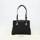 PRADA Chain Shoulder Bag Nylon Black Silver Auth 184635V-28