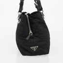 PRADA Chain Shoulder Bag Nylon Black Silver Auth 184635V-5