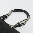 PRADA Chain Shoulder Bag Nylon Black Silver Auth 184635V-8