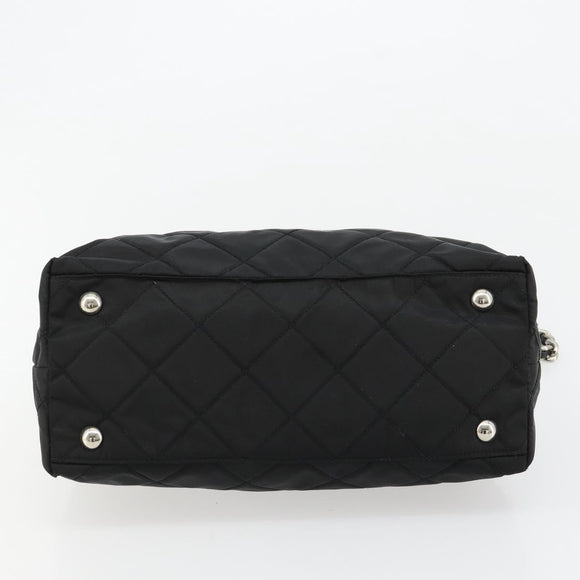 PRADA Chain Shoulder Bag Nylon Black Silver Auth 184635V