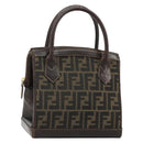 FENDI Zucca Canvas Hand Bag 2way Black Brown gold Auth 184637-1