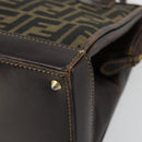 FENDI Zucca Canvas Hand Bag 2way Black Brown gold Auth 184637-15