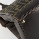 FENDI Zucca Canvas Hand Bag 2way Black Brown gold Auth 184637-18