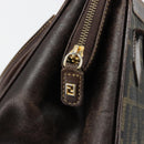FENDI Zucca Canvas Hand Bag 2way Black Brown gold Auth 184637-19