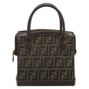 FENDI Zucca Canvas Hand Bag 2way Black Brown gold Auth 184637-13