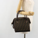 FENDI Zucca Canvas Hand Bag 2way Black Brown gold Auth 184637-25