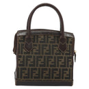 FENDI Zucca Canvas Hand Bag 2way Black Brown gold Auth 184637-2