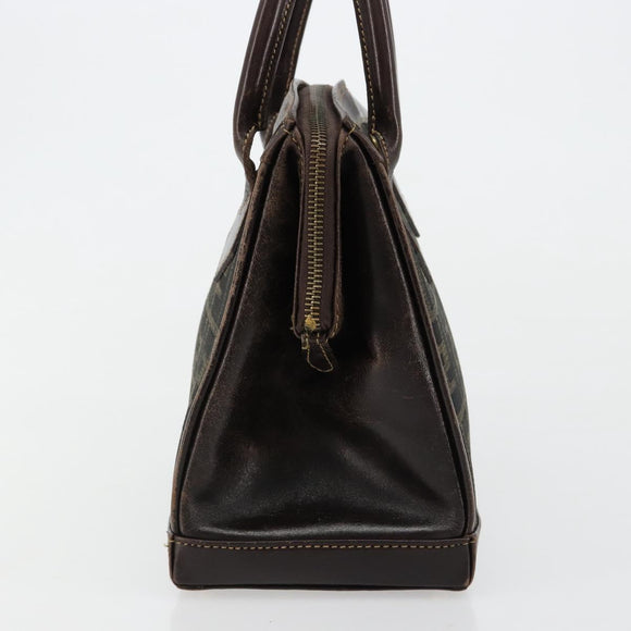 FENDI Zucca Canvas Hand Bag 2way Black Brown gold Auth 184637