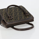 FENDI Zucca Canvas Hand Bag 2way Black Brown gold Auth 184637-6