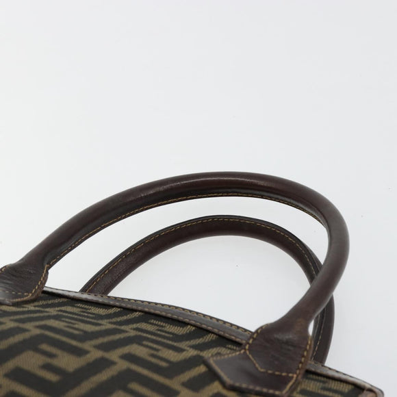 FENDI Zucca Canvas Hand Bag 2way Black Brown gold Auth 184637