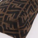 FENDI Zucca Canvas Hand Bag Black Brown Auth 184638-10