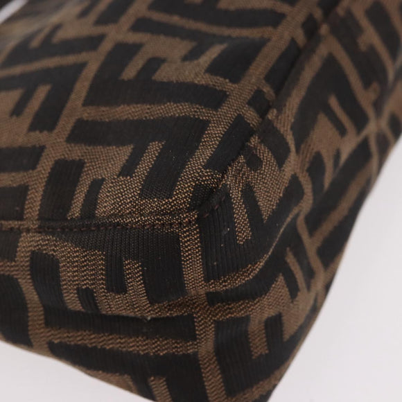 FENDI Zucca Canvas Hand Bag Black Brown Auth 184638