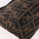 FENDI Zucca Canvas Hand Bag Black Brown Auth 184638-12