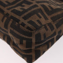 FENDI Zucca Canvas Hand Bag Black Brown Auth 184638-13
