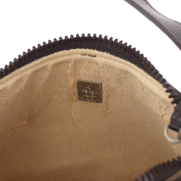 FENDI Zucca Canvas Hand Bag Black Brown Auth 184638