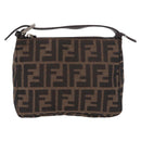 FENDI Zucca Canvas Hand Bag Black Brown Auth 184638-2