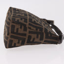 FENDI Zucca Canvas Hand Bag Black Brown Auth 184638-4
