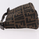 FENDI Zucca Canvas Hand Bag Black Brown Auth 184638-5